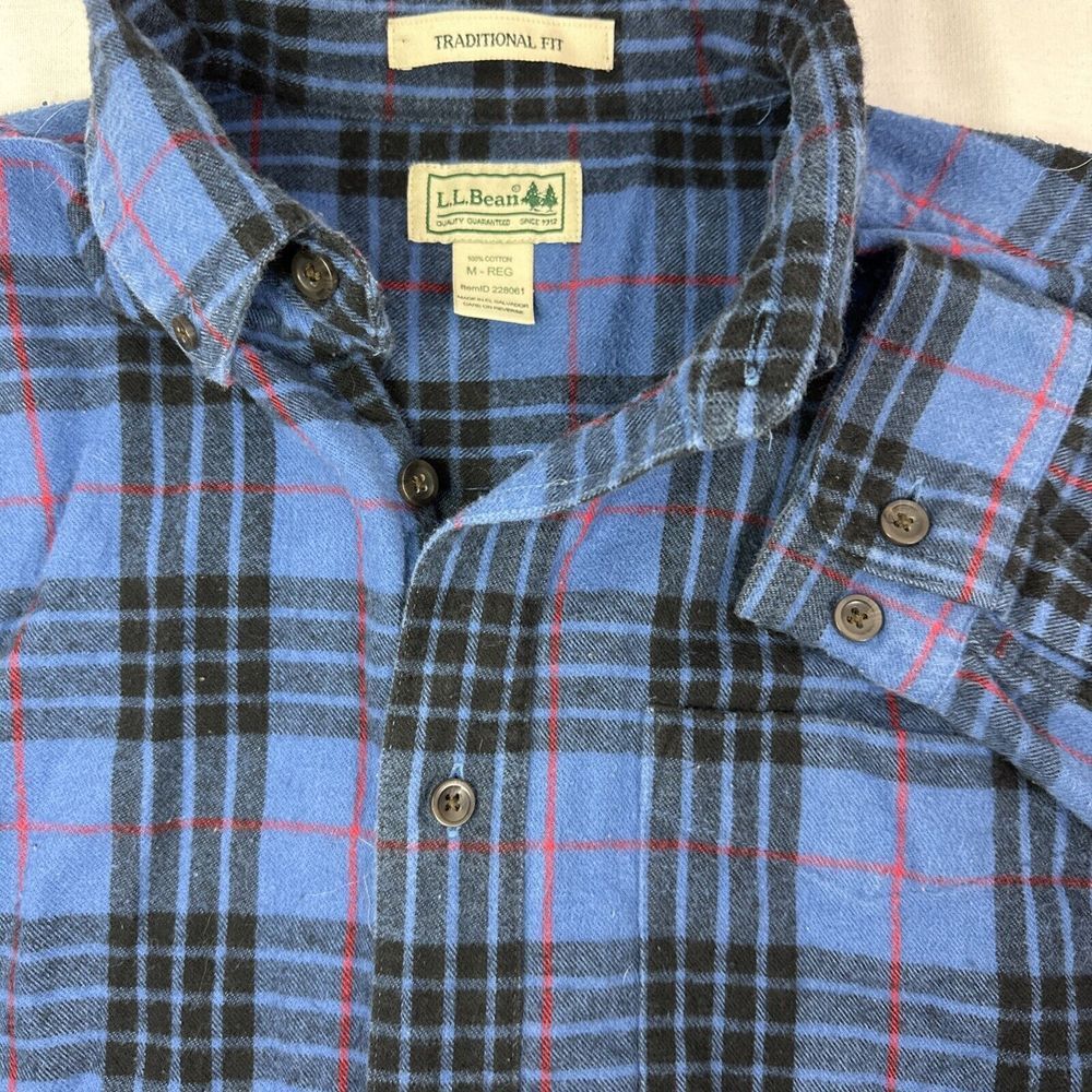 LL Bean‎ Flannel Men's Medium Plaid Traditional Fit Button Down Shirt Outdoors